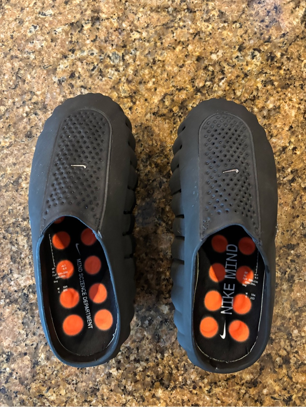NWOT-Nike Mind Black Slip-On Loafers with Orange Insole Accents